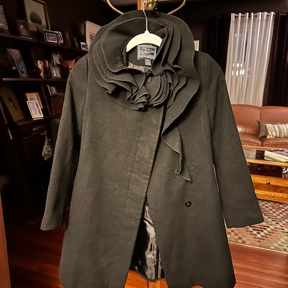 Rothschild Ruffled Black Coat sz 10